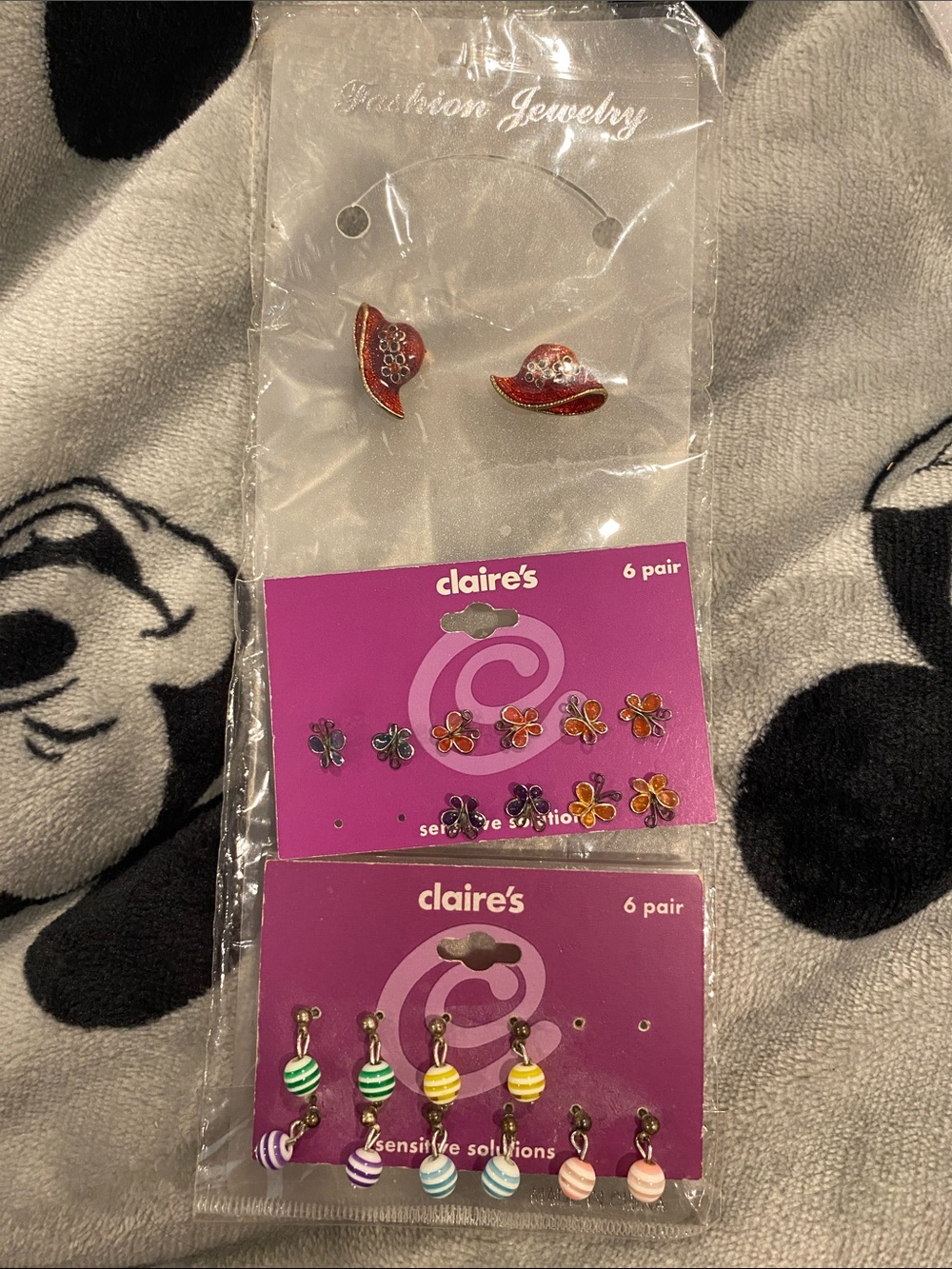 Claire's Multi-Color Kids Earring Set with Red Floral Studs